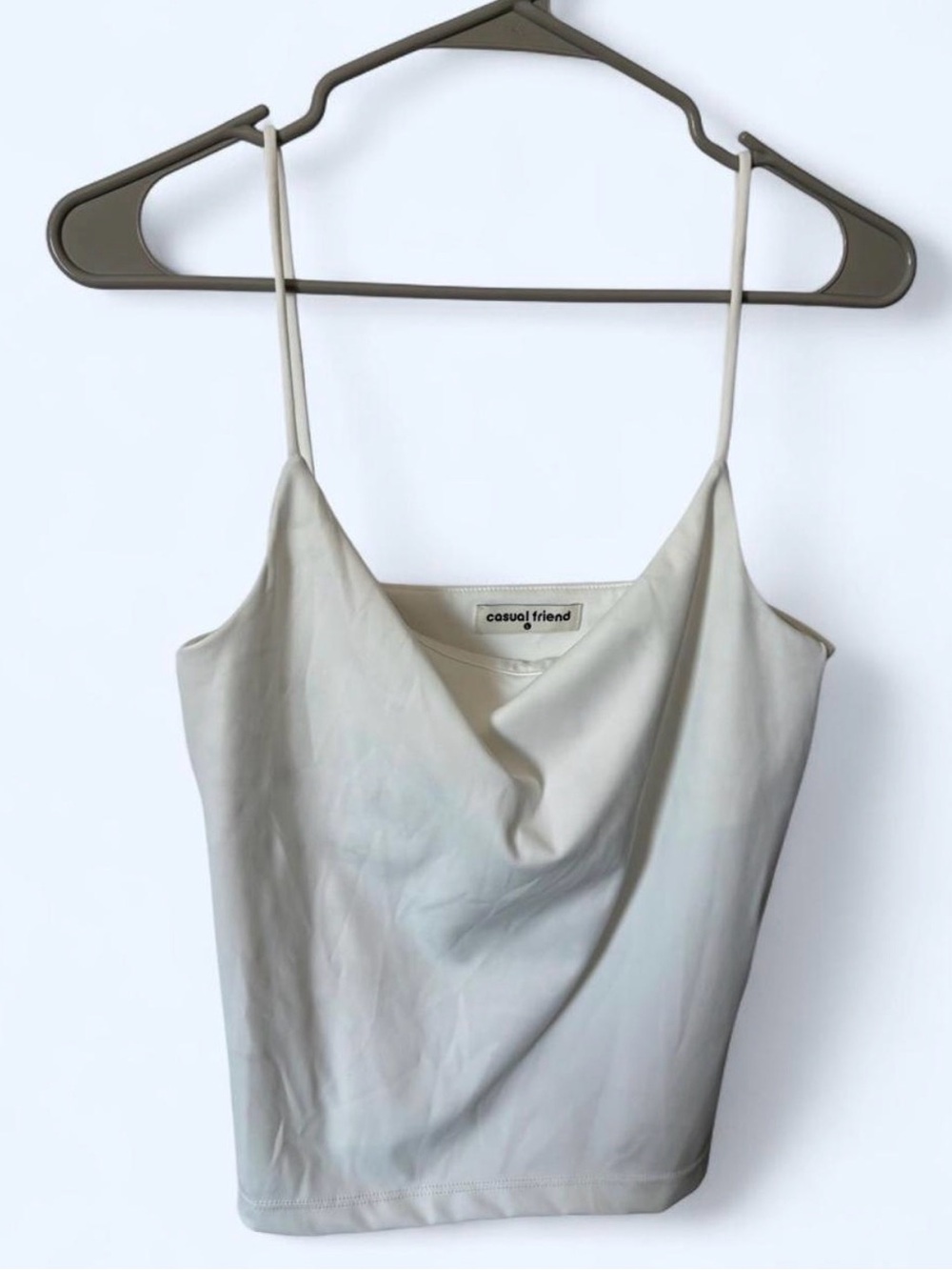 Cream Cowl Neck Spaghetti Strap Tank Top